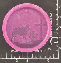 Load image into Gallery viewer, Cowboy Kneeling at the Cross Silicone Mold 4” tall x 4” wide x 1&quot; deep
