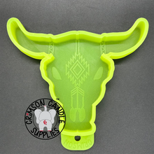 Load image into Gallery viewer, Aztec Bull Skull (©CCS) Silicone Mold 5” tall x 6” wide x 1&quot; deep
