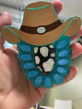 Load image into Gallery viewer, Cow Print Concho Cowboy Hat Silicone Mold 3.5&quot; Wide x 4&quot; Tall x 1&quot; Deep
