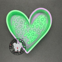 Load image into Gallery viewer, Leopard Heart Silicone Mold 4”W x4”H x  1&quot; deep.
