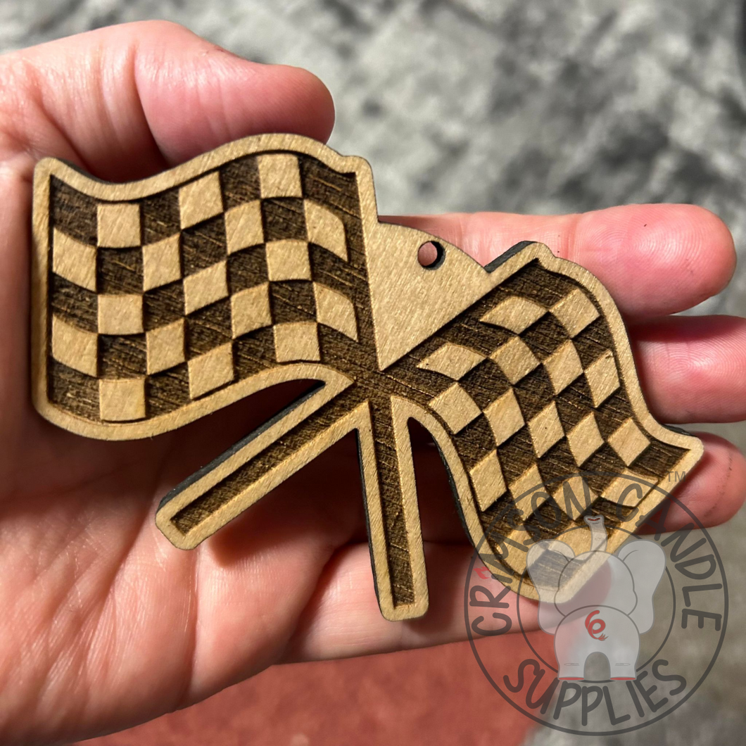 Checkered Flag Wooden Ornament