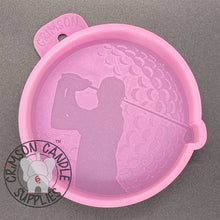 Load image into Gallery viewer, Golf Ball with Silhouette of Golfer Silicone Mold 4.25&quot; Wide X 4.25&quot; Tall x 1&quot; Deep
