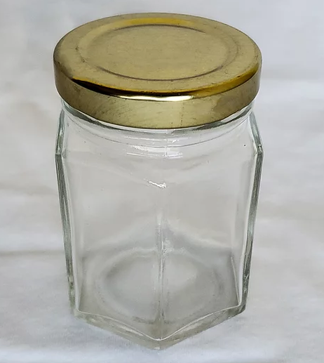 4 oz. hexagon jar (110ml) with gold metal lid (Case of 12)