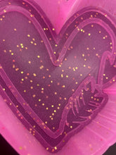 Load image into Gallery viewer, Heart with Arrow and Feather Silicone Mold 4”W x4”H x  1&quot; deep.
