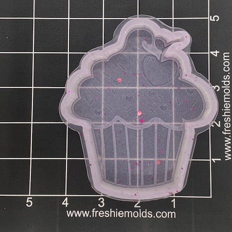 Cupcake with Heart Sprinkles Silicone Mold 4” W x 4.5