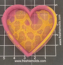 Load image into Gallery viewer, Heart with Cow Print Silicone Mold 5” W x 4.5” T x 1&quot; deep
