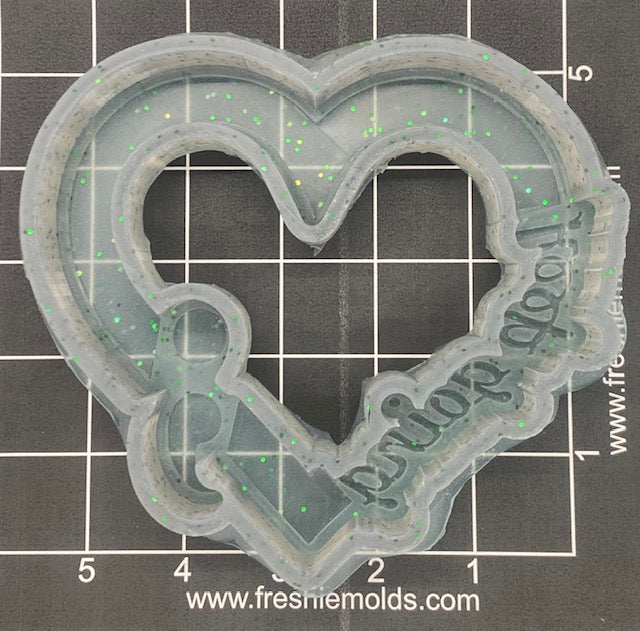 Keep Going Heart with Semi Colon Silicone Mold 5.5” W x 5” T x 1