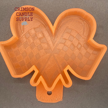 Load image into Gallery viewer, Checkered Flag Heart Silicone Mold  6” W x 4.5” T x 1&quot; deep
