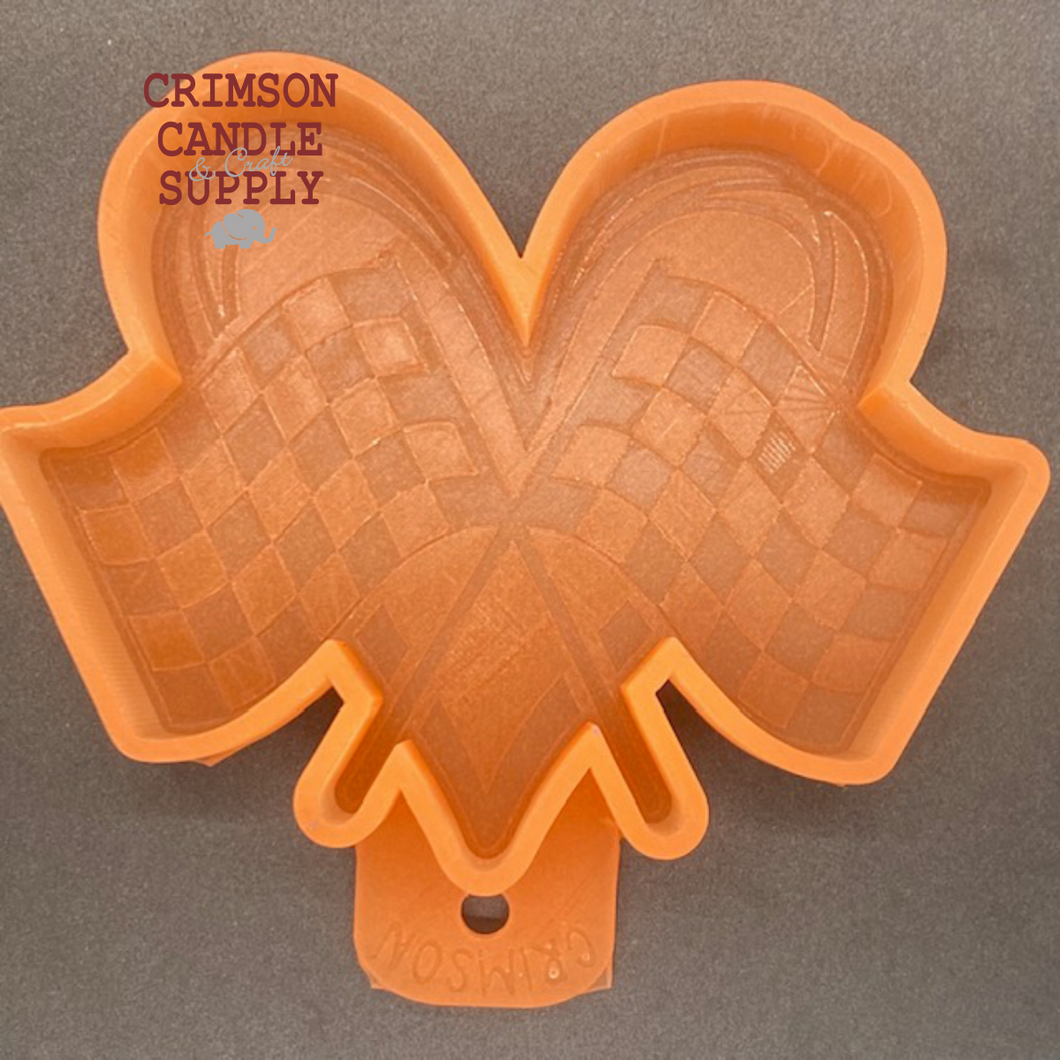 Checkered Flag Heart Silicone Mold  6” W x 4.5” T x 1