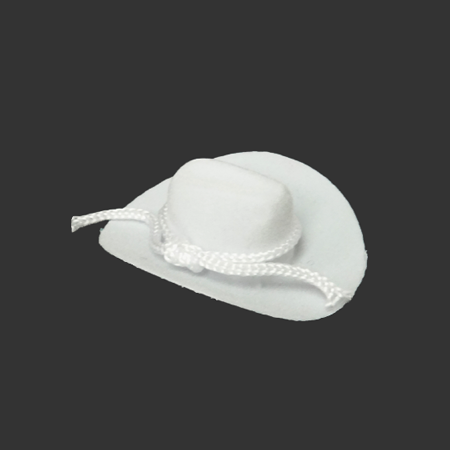 Flocked Stetson Cowboy Hat Trinket – 2″ White