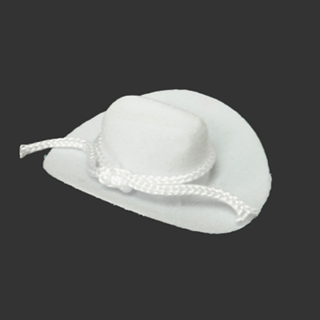 Flocked Stetson Cowboy Hat Trinket – 3″ White