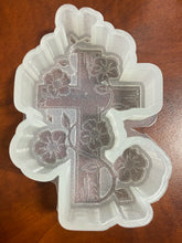 Load image into Gallery viewer, Floral Cross Silicone Mold 5&quot;H x 3&quot;W x 1&quot; deep
