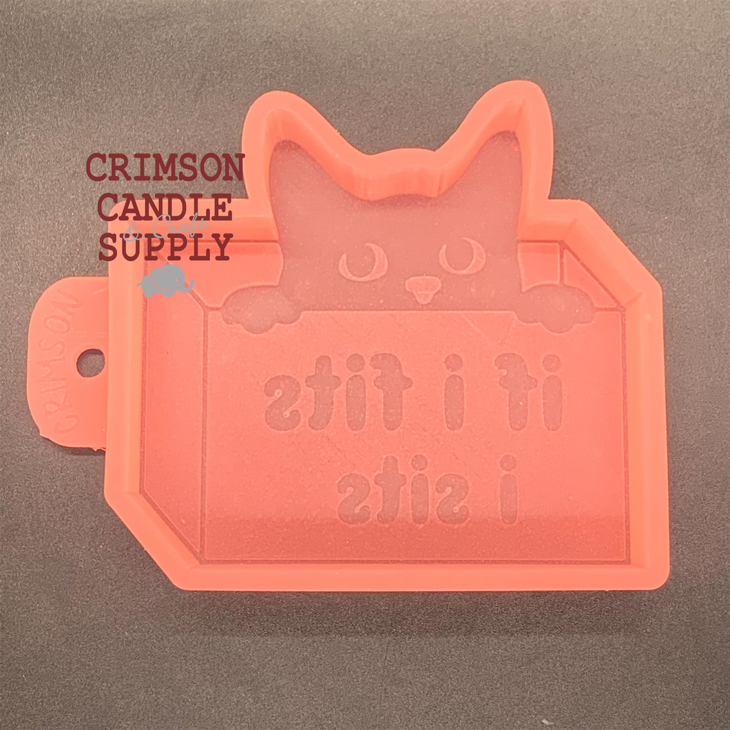 If I Fits I Sits | Cat in Box Silicone Mold  4” H x  4.5