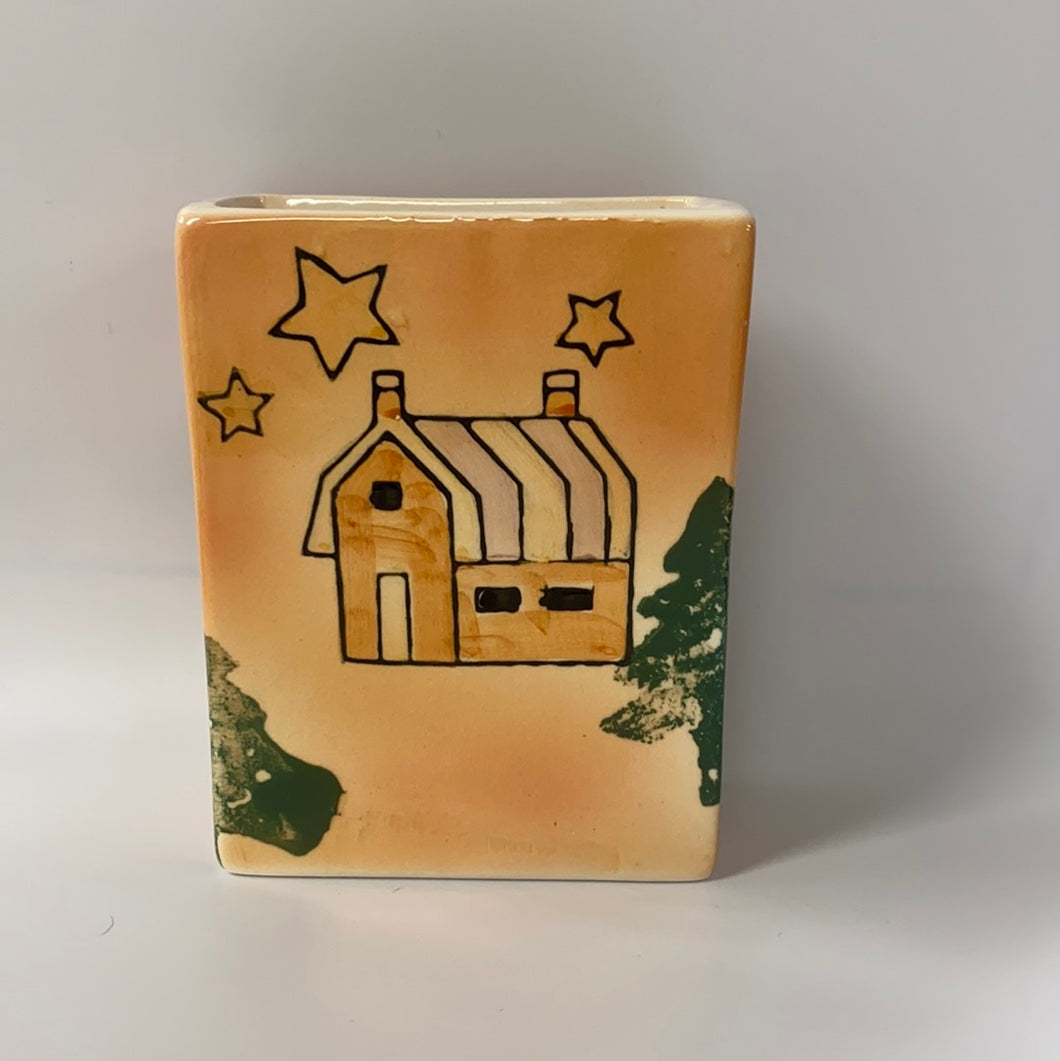 Ceramic Christmas Barn Rectangle Container 12 oz.