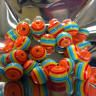 20mm Rainbow Stripes Bubblegum Beads