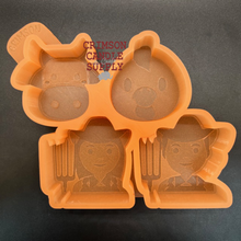 Load image into Gallery viewer, Farm Emojis 4 pack Mini Silicone Mold  6.5” W x 5” T x 1&quot; deep (total)
