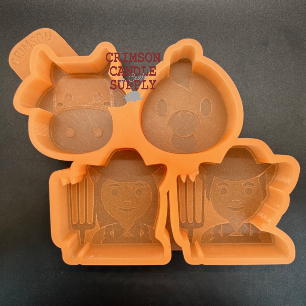 Farm Emojis 4 pack Mini Silicone Mold  6.5” W x 5” T x 1