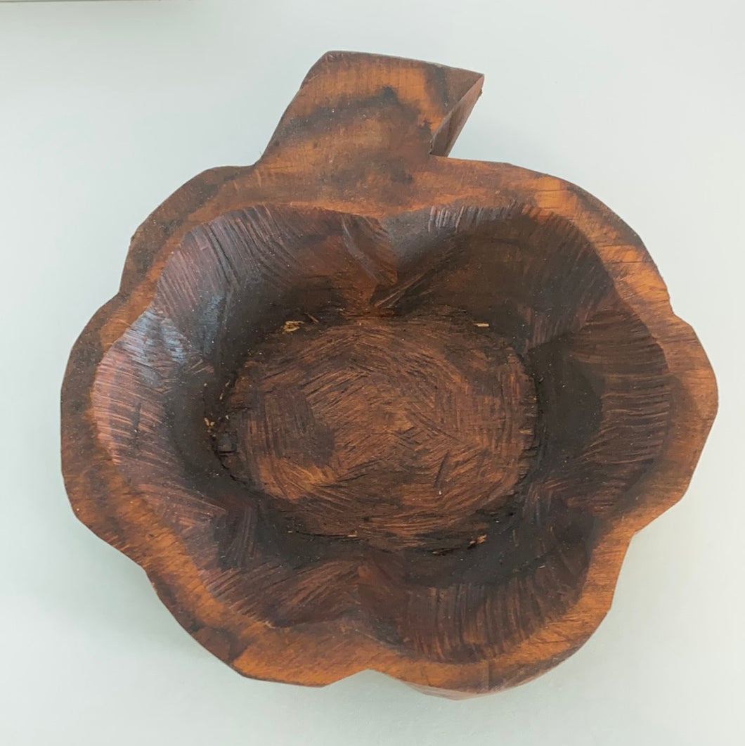 Wooden Dough Bowl Pumpkin 7” Length X 7”Wide X 2”Tall