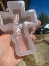 Load image into Gallery viewer, Faith in Script Cross Silicone Mold 4.25&quot;H x 3&quot;W x 1&quot; deep
