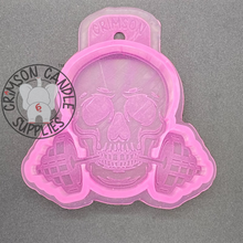 Load image into Gallery viewer, Barbell Skull Silicone Mold 4&quot; wide x 3.5&quot; tall x 1&quot; deep
