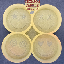 Load image into Gallery viewer, Mini Smiley 4 pack Silicone Mold 5” W x 5” H (individually 2.5” x 2.5”)x 1&quot; deep
