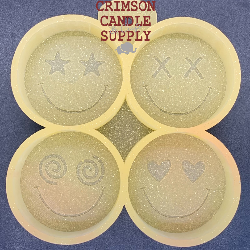 Mini Smiley 4 pack Silicone Mold 5” W x 5” H (individually 2.5” x 2.5”)x 1