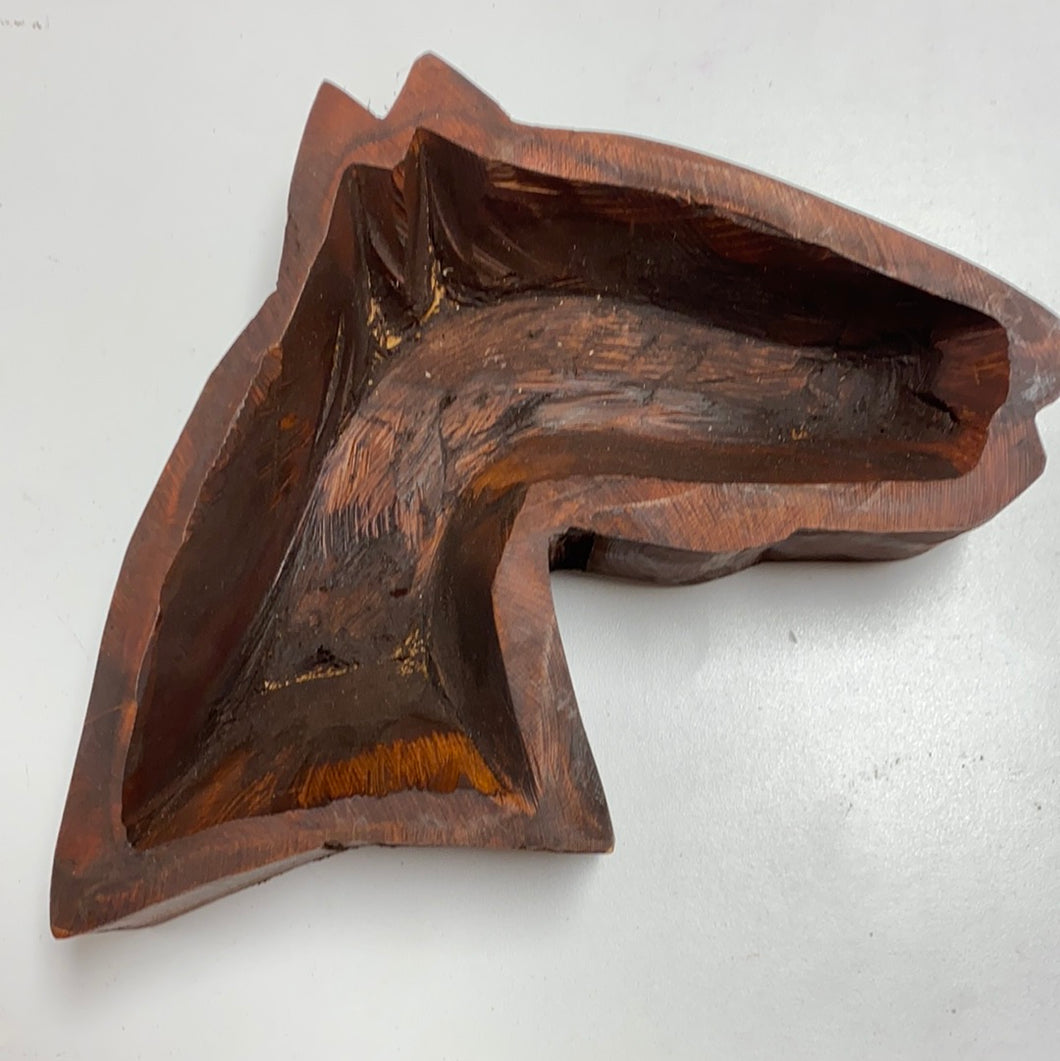 Wooden Dough Bowl Horse Head  8” Length X 8”Wide X 1.5” Tall