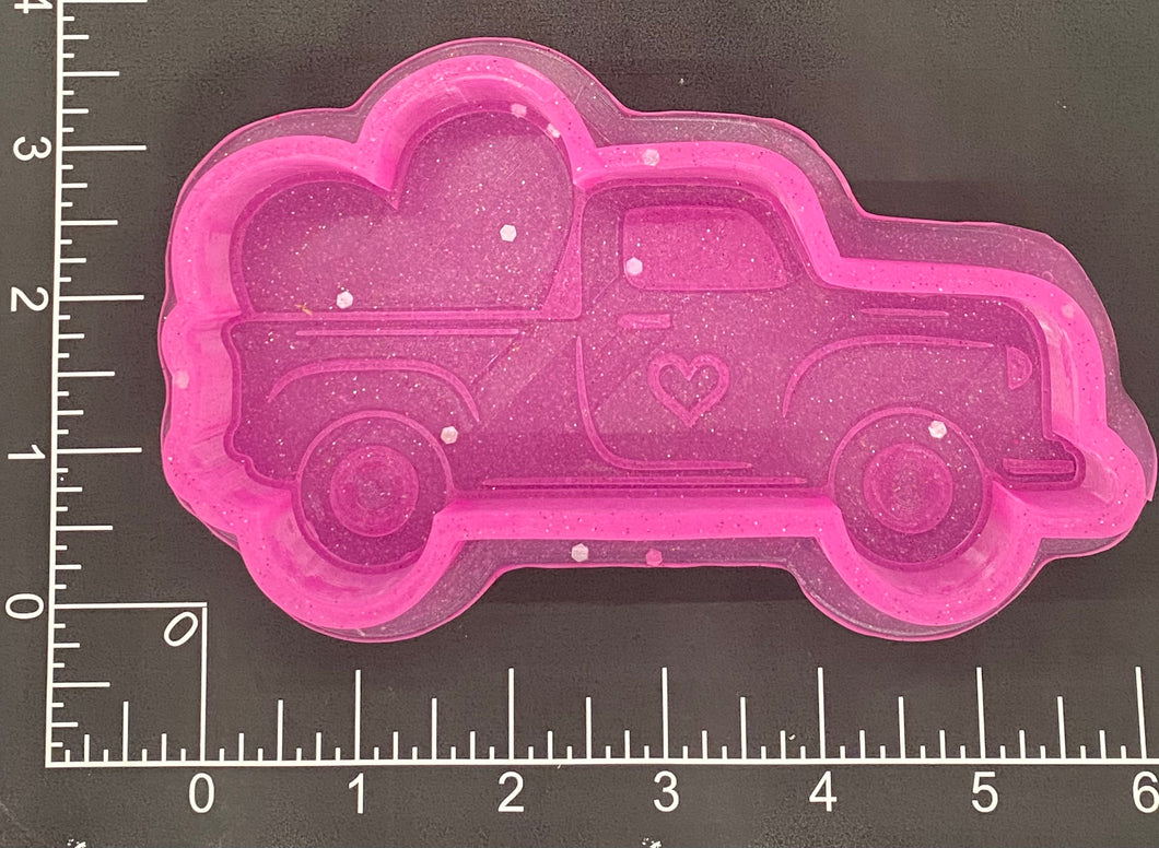 Truck with Heart Silicone Mold 3.25”tall x 5.5”wide x 1