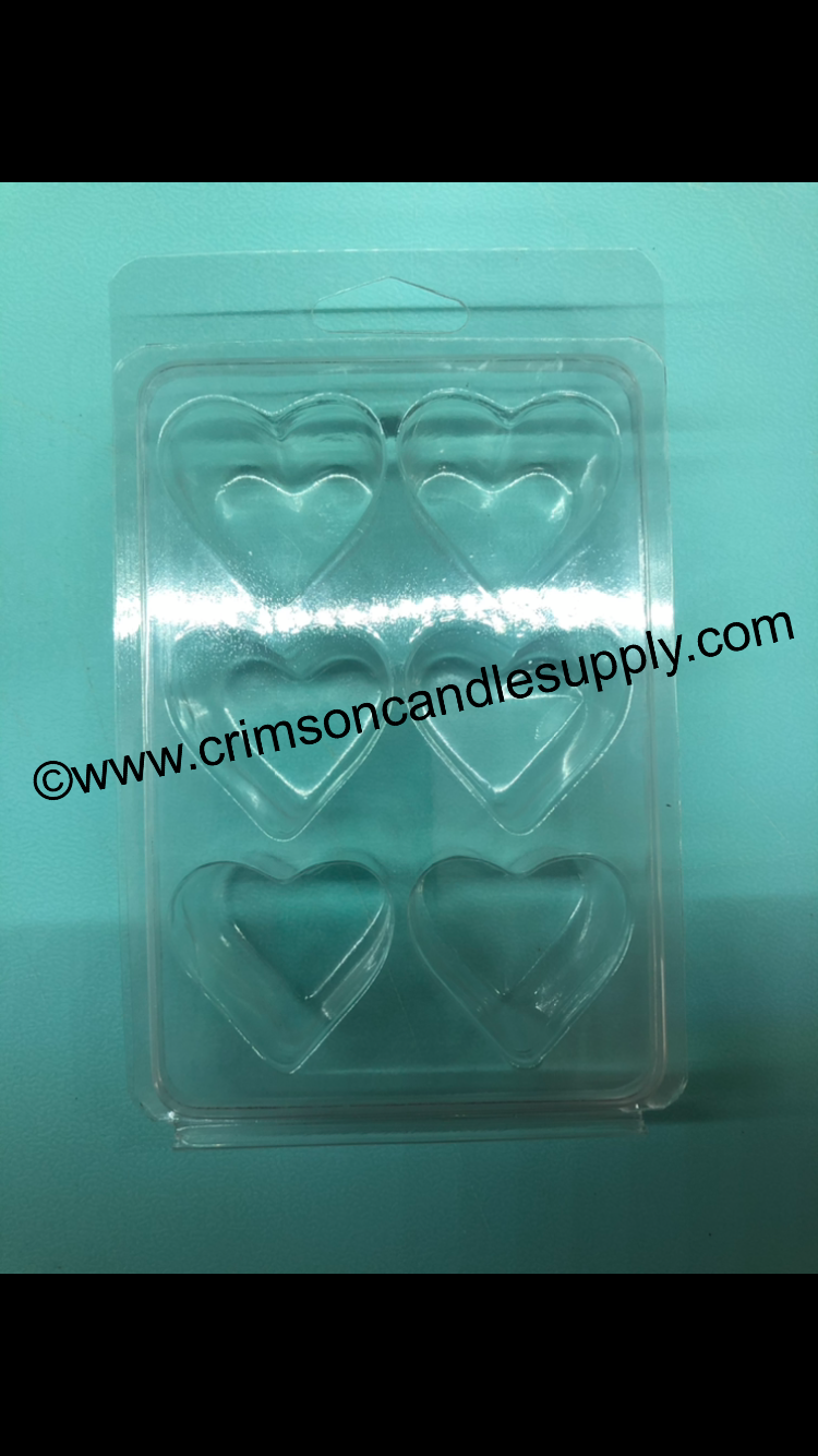 Heart Shaped Clamshell Tart Mold 6 Compartment 2.5 oz