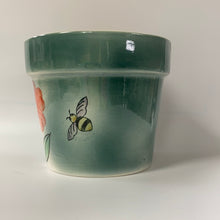 Load image into Gallery viewer, Dragonfly and Flowers Ceramic Flower Pot Container 18 oz.
