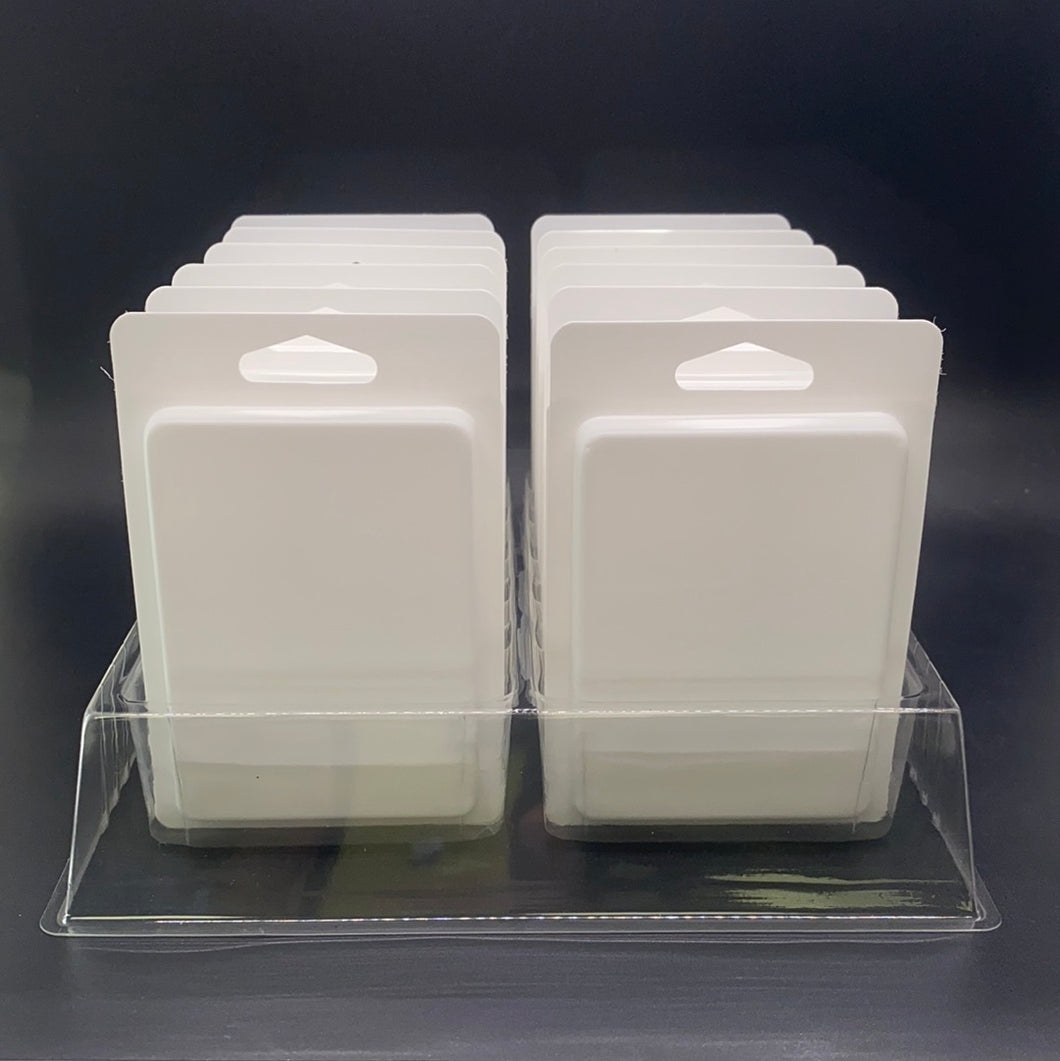 Wax Melt 6 Compartment (2 part) White 12 Ct. with Display Tray (Clear)