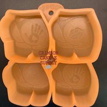 Load image into Gallery viewer, Mini Hiney 4 Pack (©CCS) Silicone Mold 5” H x 5&quot; W x 1&quot; deep (2.5&quot;x2.5&quot; each)
