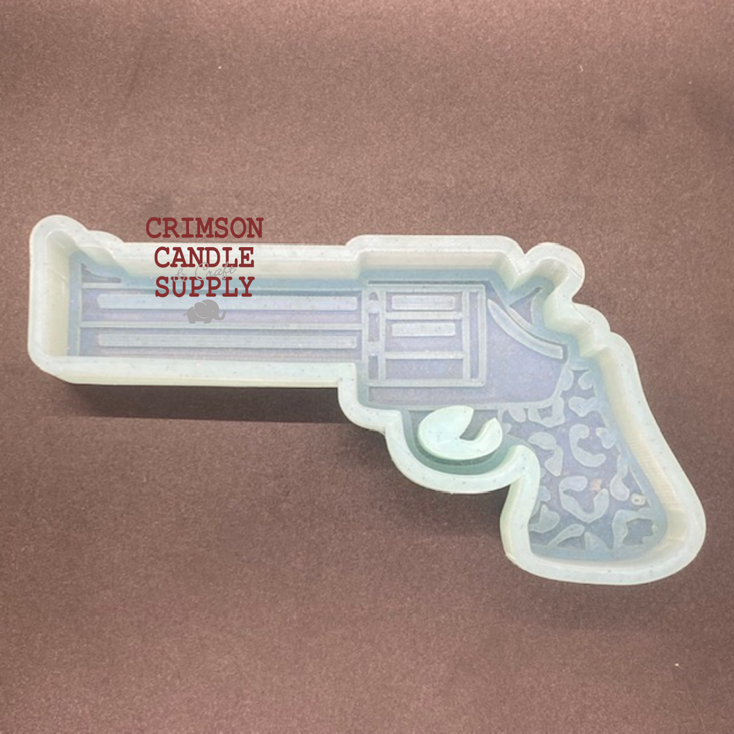 Revolver Pistol with Leopard Print Silicone Mold 6” W x 3” T x 1” D