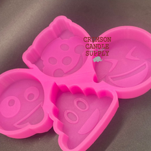 Load image into Gallery viewer, Silly Emoji 4 pack Mini Silicone Mold  7” W x 5” T x 1&quot; deep (total)
